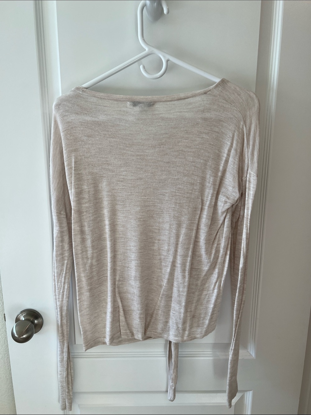 Madewell Neutral Tie-Front Long Sleeve Top - Picture 2 of 4